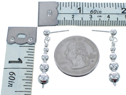 Sterling Silver Bead Post Dangle Earrings KX120956